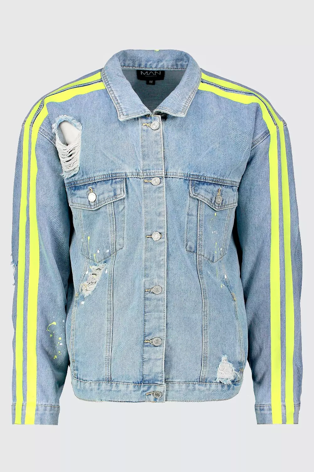 Denim jacket sale yellow stripe